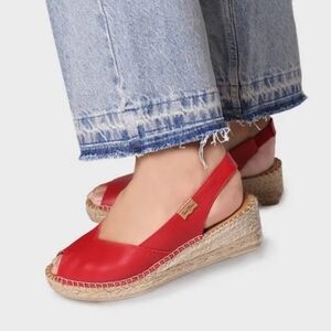 Toni Pons Bernia Women's wedge espadrilles in leather. Color: Red. Size US 8. Ne